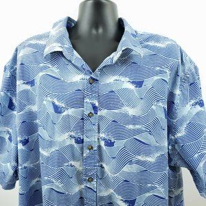 HB Harbor Bay Camp Shirt Men's 3XLT Tall Blue Wave